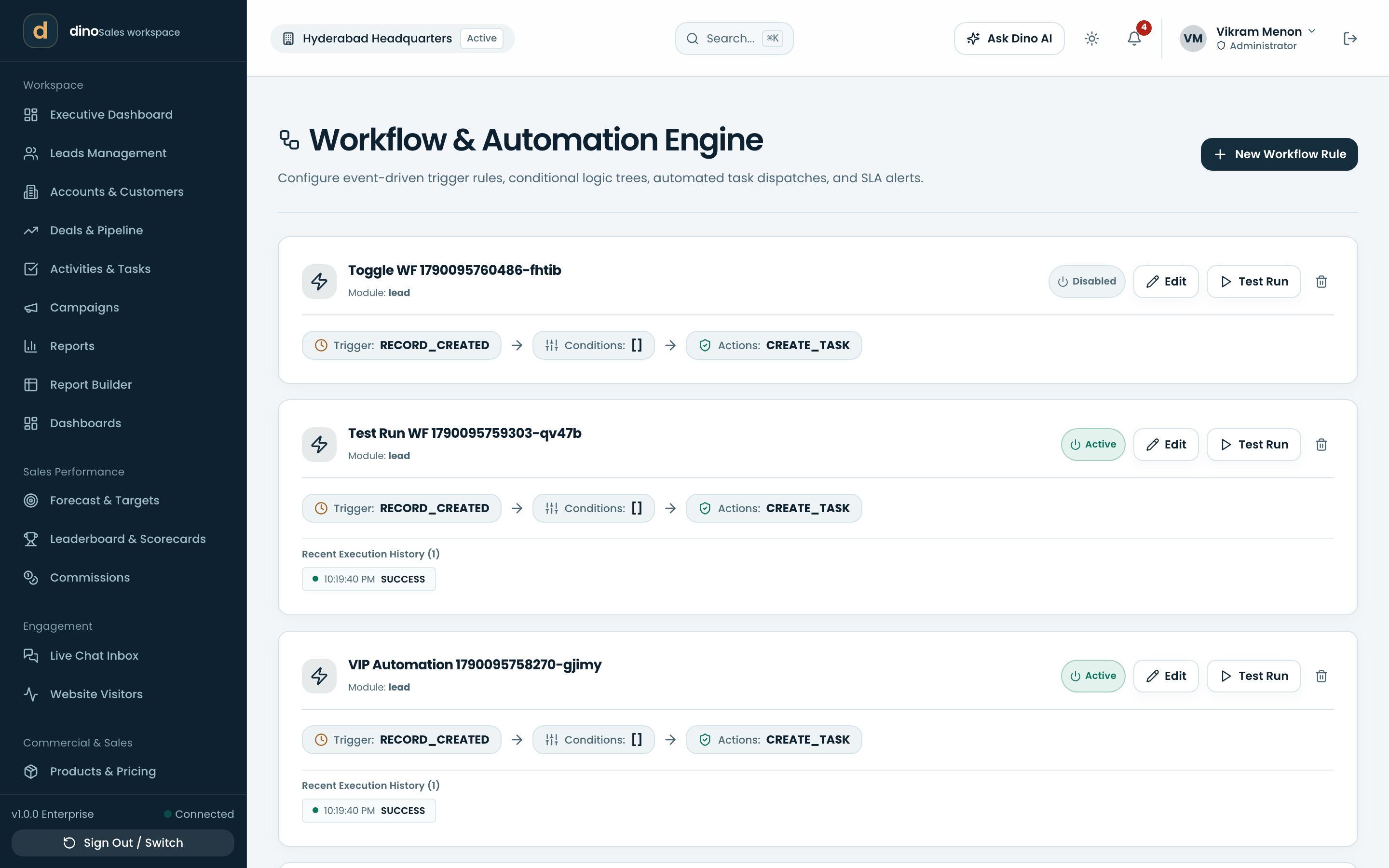Workflows & triggers — rules that run on record changes